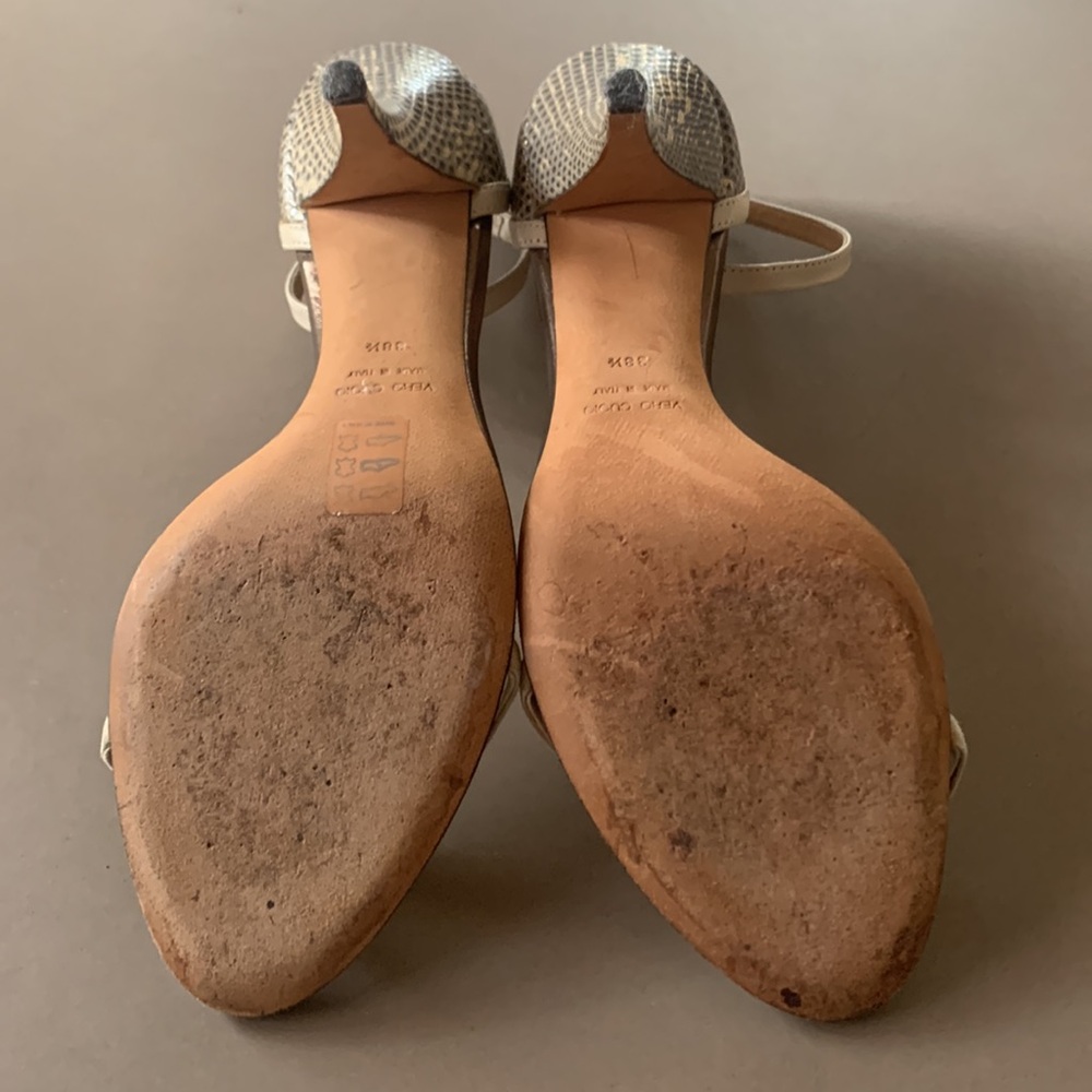 Alain Tondowski Paris snakeskin and creme leather Sandle 38.5 - Picture 6 of 12